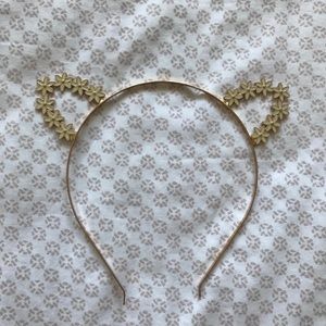 Gold floral bunny ears headband